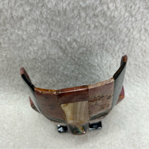 Aztec Mayan Mosaic muave black abalone burial death mask decor on stand 8.5" - Picture 6 of 15